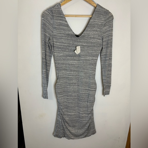 NWT Banana Republic Heather Gray Jersey Knit Ruched Midi Dress - Picture 1 of 5